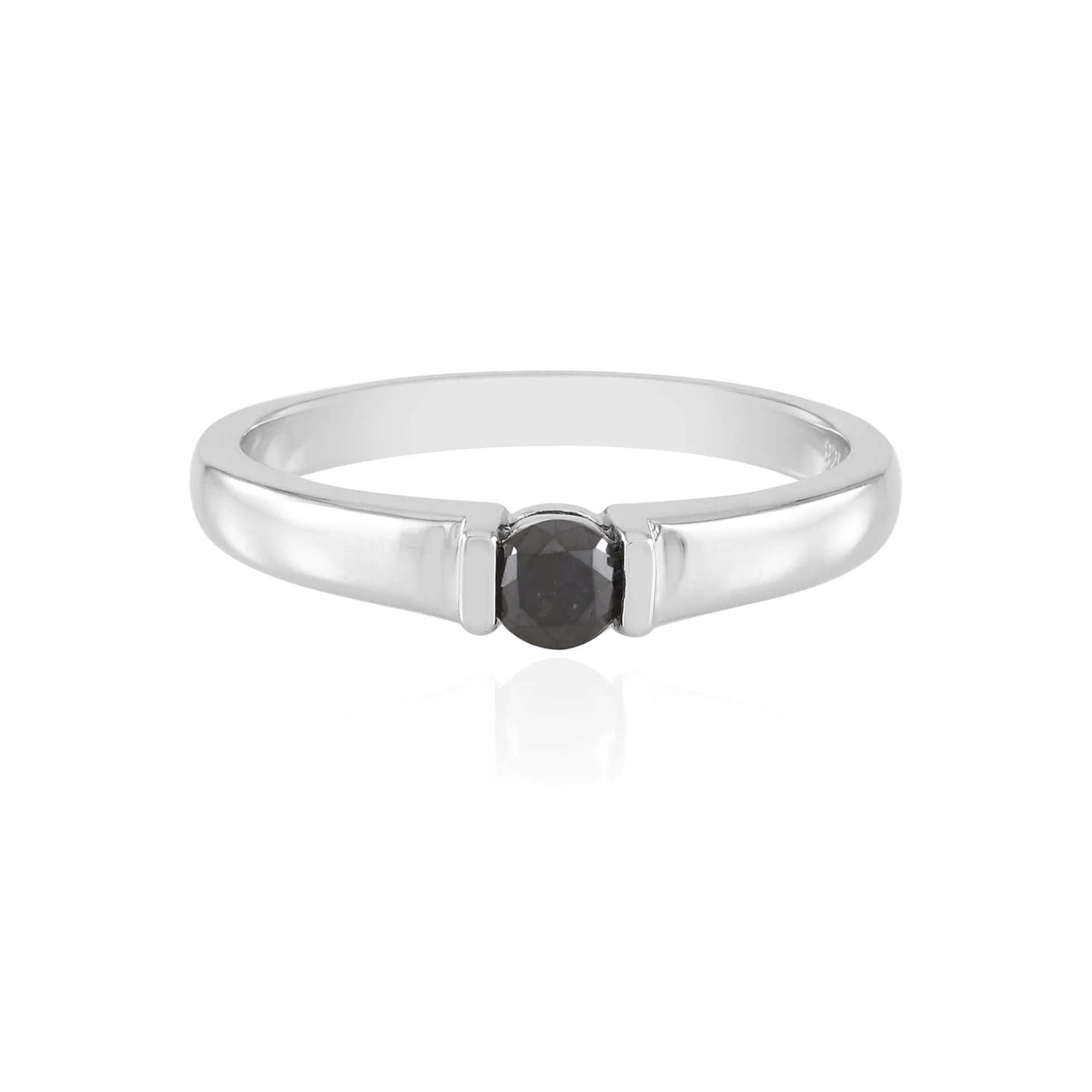 Schwarzer Brillant-Silberring