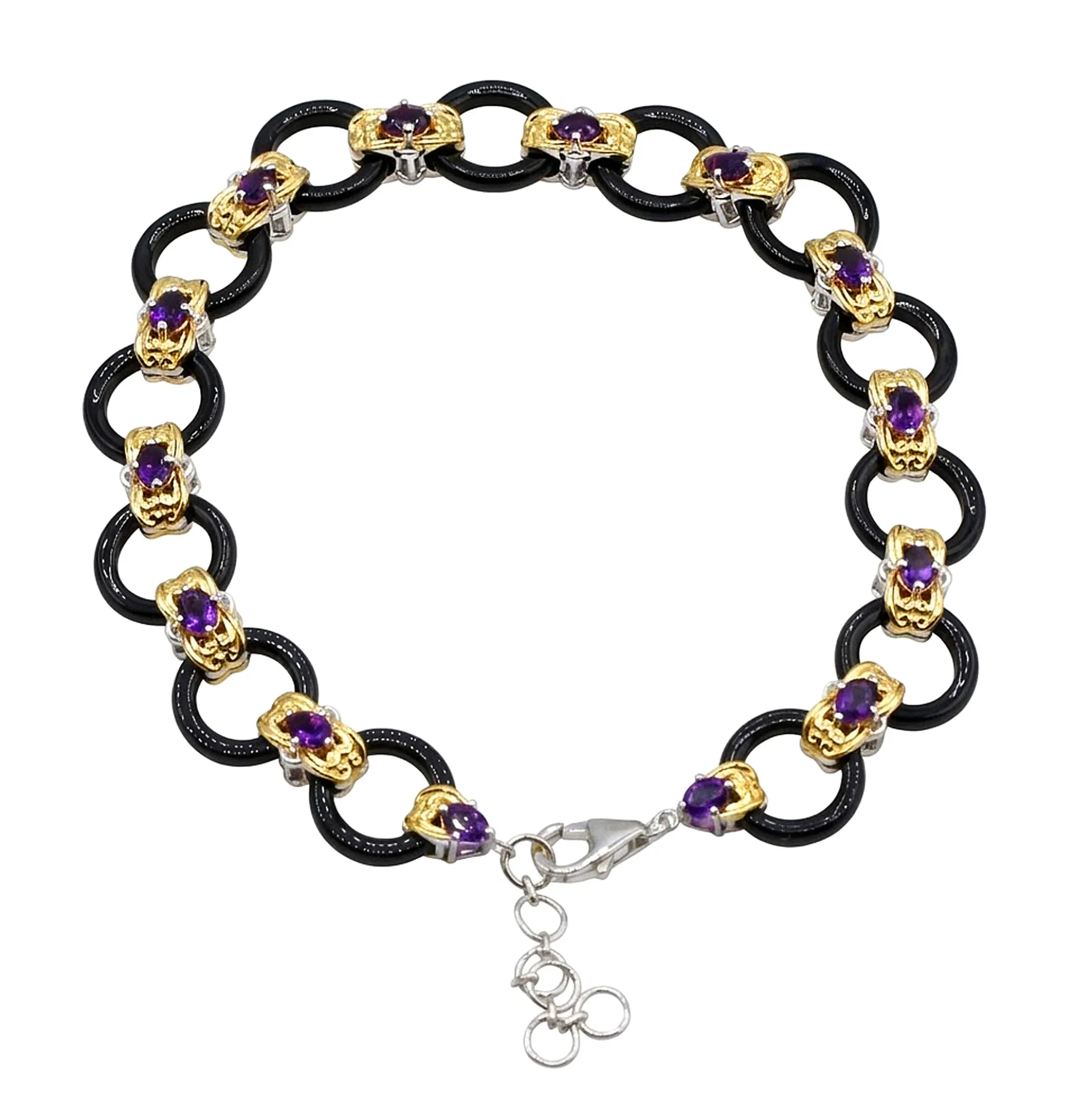 Schwarzer Onyx-Silberarmband