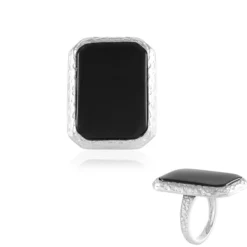 Schwarzer Onyx-Silberring