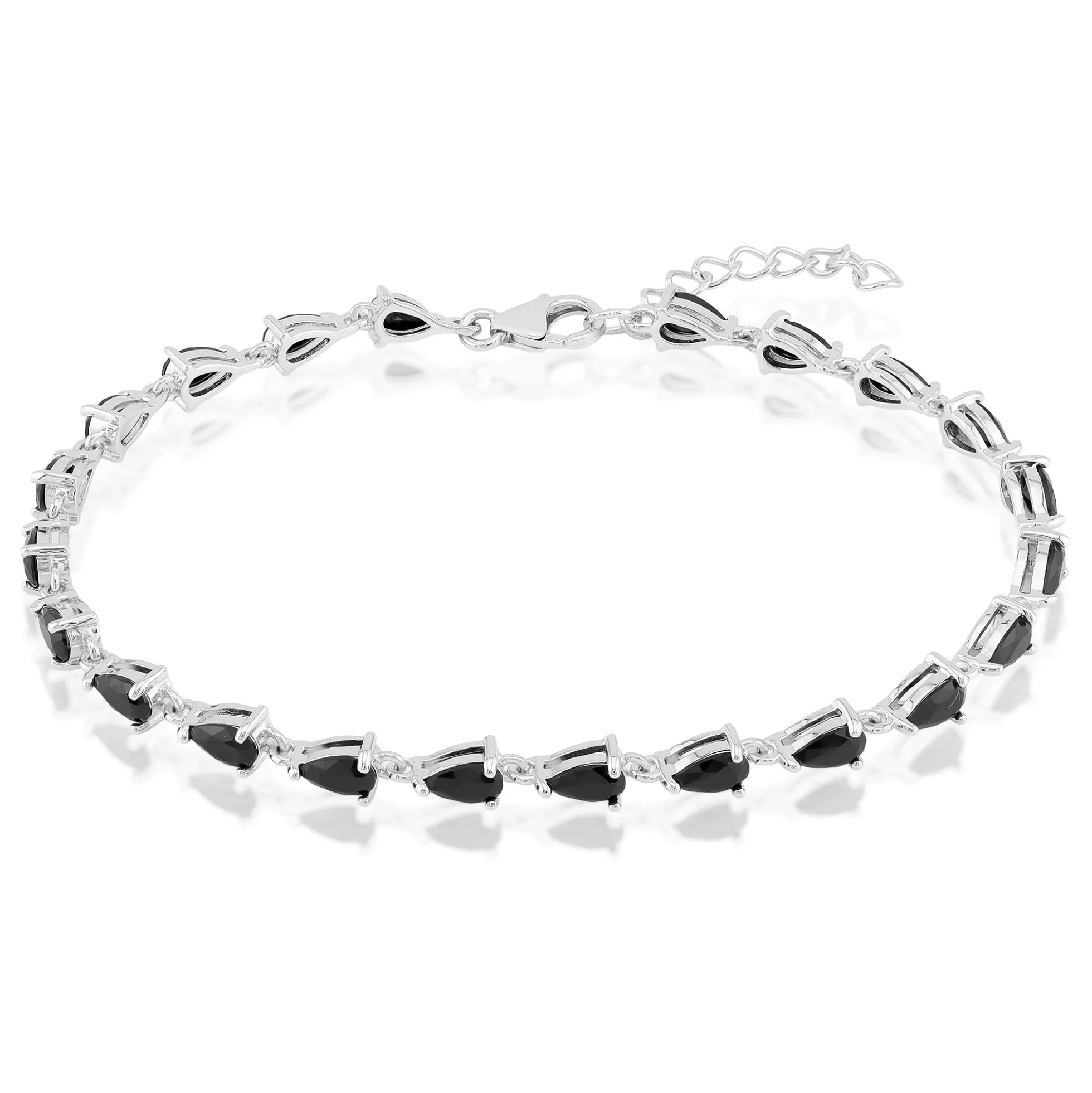 Schwarzer Spinell-Silberarmband
