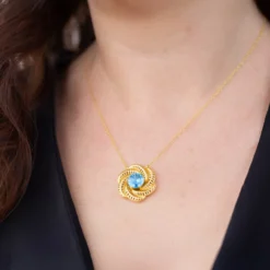 Schweizblauer Topas-Silbercollier