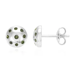 Smaragdgrüner Diamant-Silberohrringe
