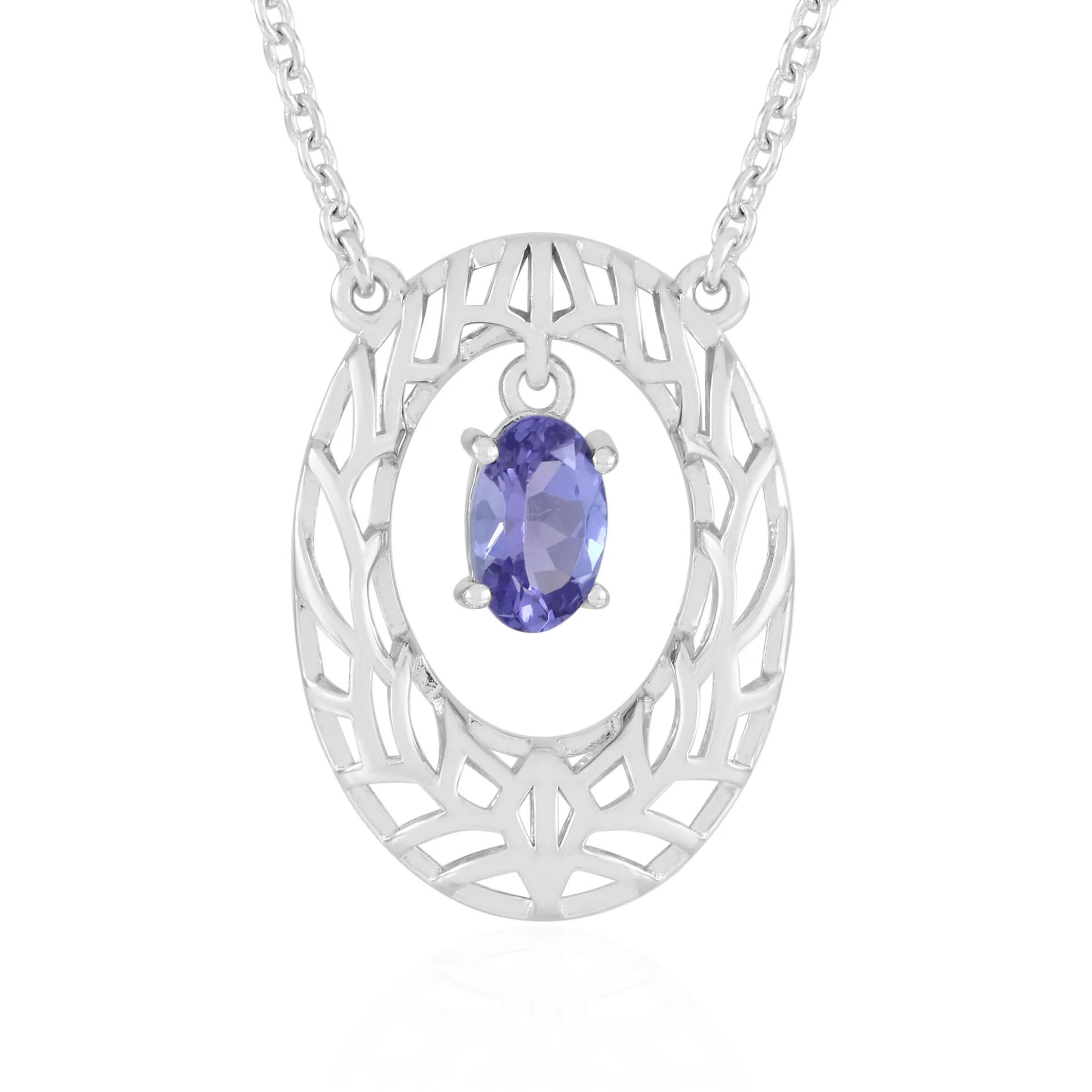 Tansanit-Silbercollier
