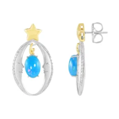 Äthiopischer Blauer Opal-Silberohrringe