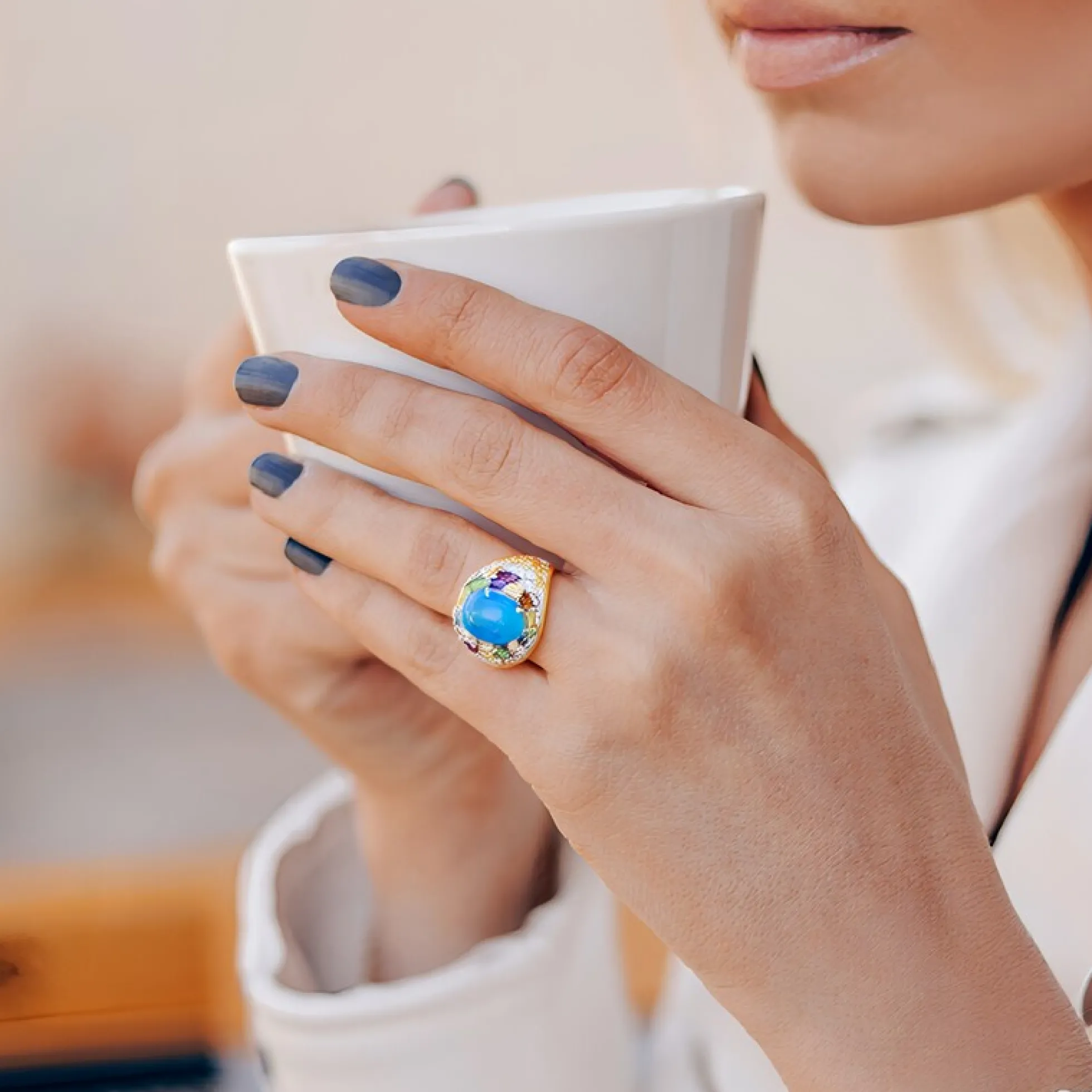Äthiopischer Blauer Opal-Silberring
