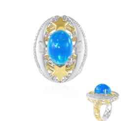 Äthiopischer Blauer Opal-Silberring