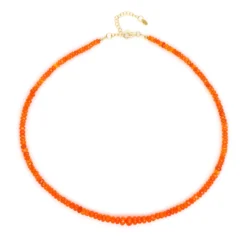 Äthiopischer Oranger Opal-Silberhalskette