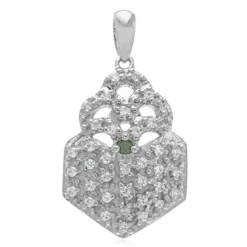 Waldgrüner Diamant-Silberanhänger
