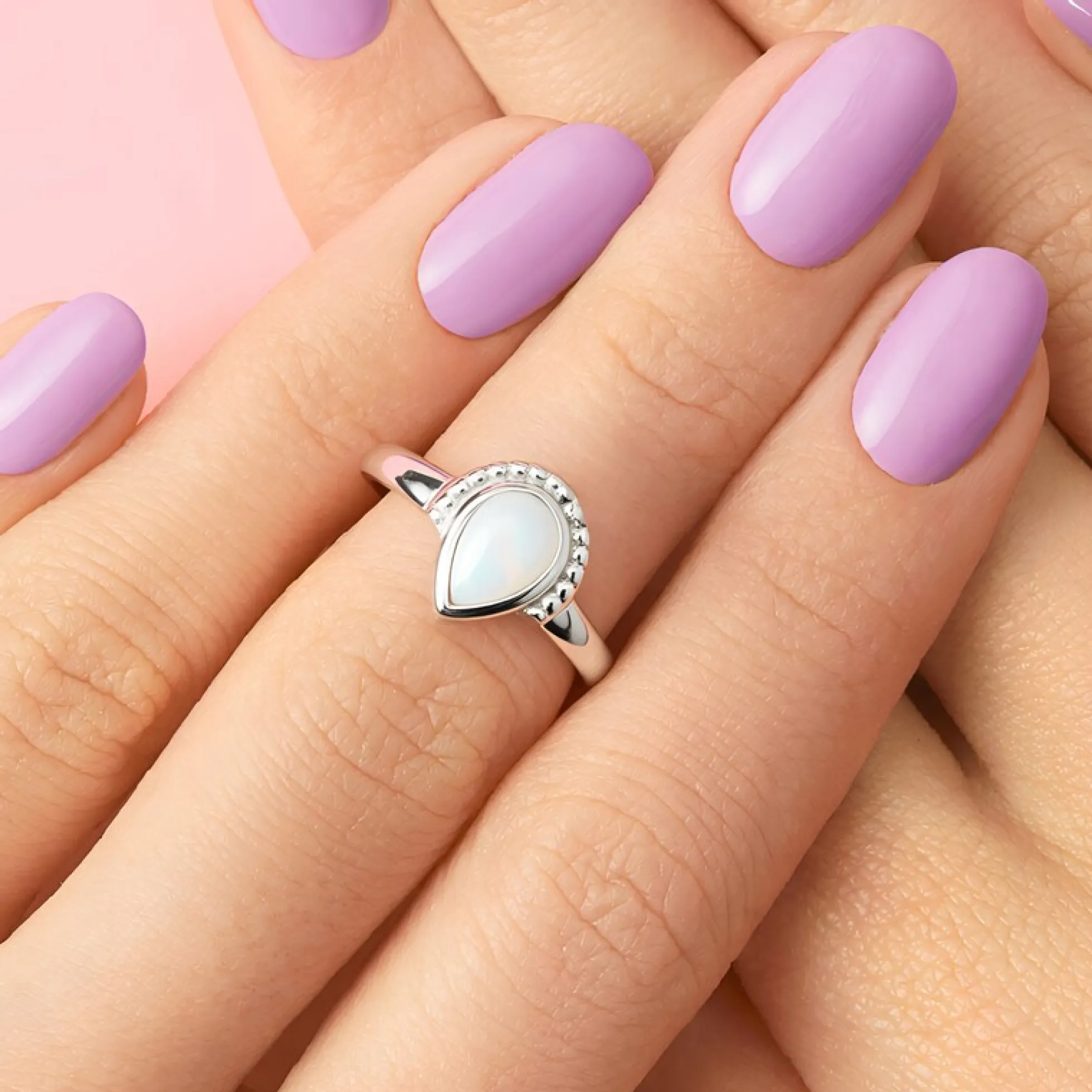 Weißer Opal-Silberring