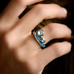 Weißer Topas-Silberring
