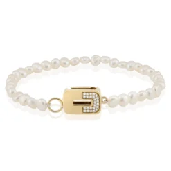 Weiße Süßwasserzuchtperlen-Silberarmband