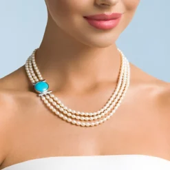 Weiße Süßwasserzuchtperlen-Silbercollier