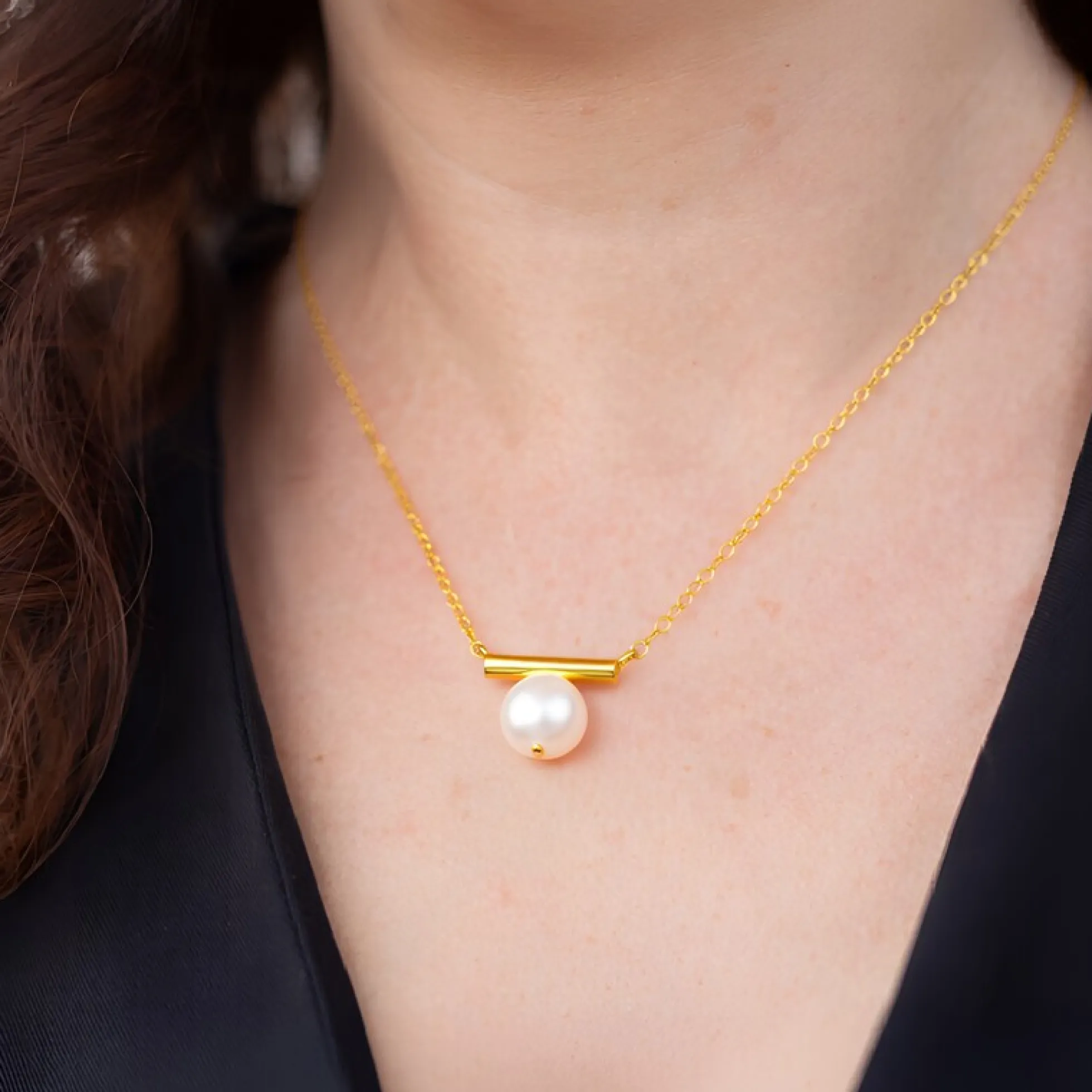 Weiße Süßwasserzuchtperlen-Silbercollier