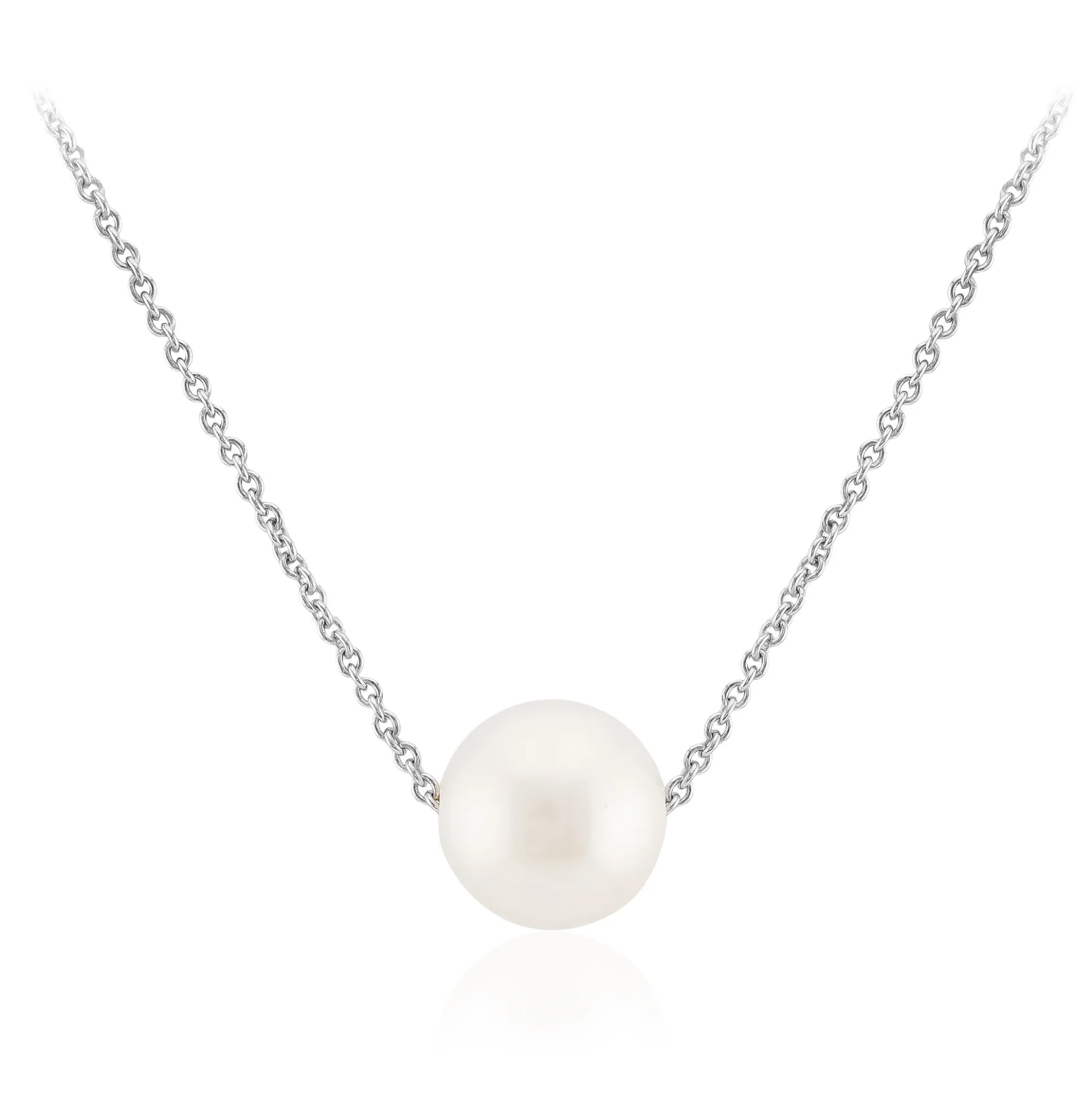 Weiße Süßwasserzuchtperlen-Silbercollier