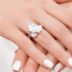 Welo-Opal-Silberring mit Gold